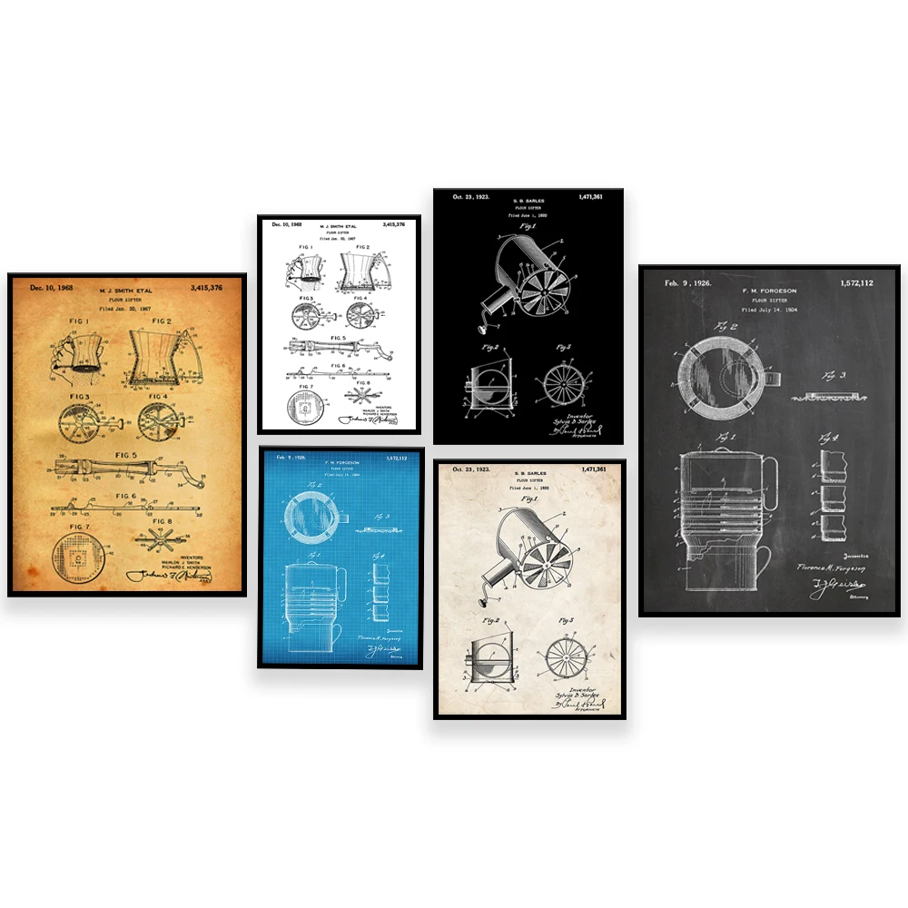 Flour Sieve 1926 Patent Print, - đánh giá và giá Kitchen Baking Wall Art
