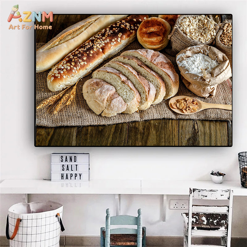 AZNM Realistic Fresh Baked Bre - đánh giá và giá Kitchen Baking Wall Art