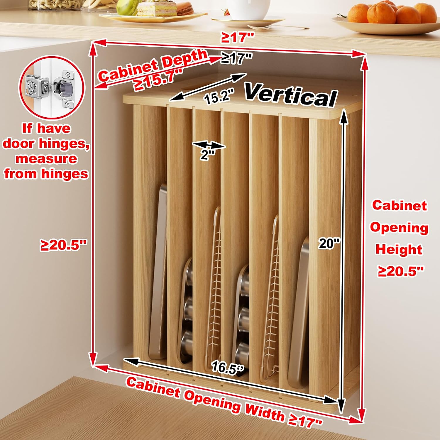 Wooden Bakeware Tray Divider O - đánh giá và giá Kitchen Baking Sheet Organizer