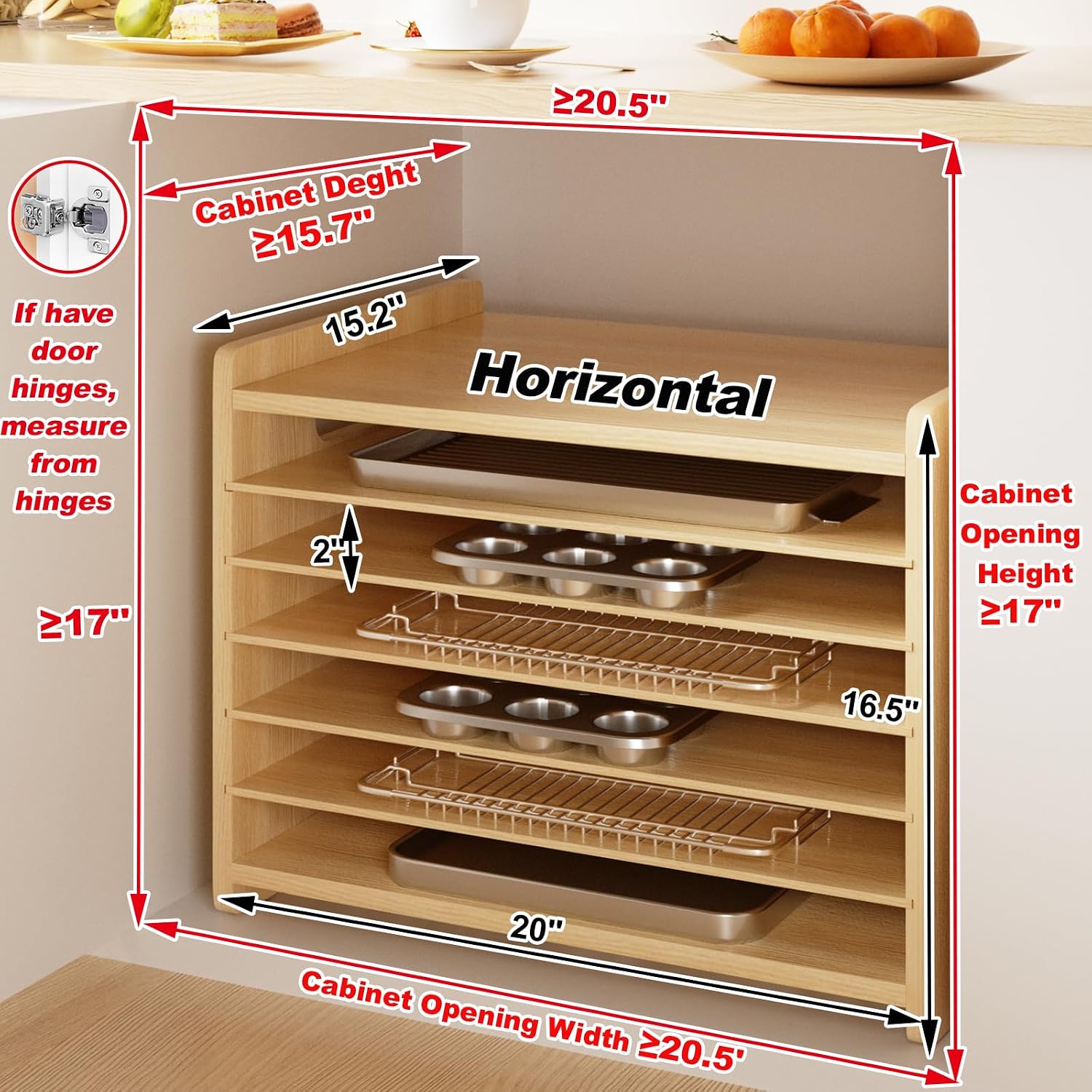 Wooden Bakeware Tray Divider O - đánh giá và giá Kitchen Baking Sheet Organizer