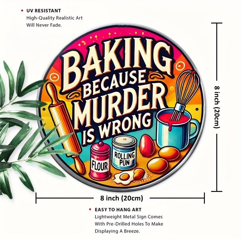 HD Tin Sign, Baking Because Mu - đánh giá và giá Kitchen Baking Wall Art