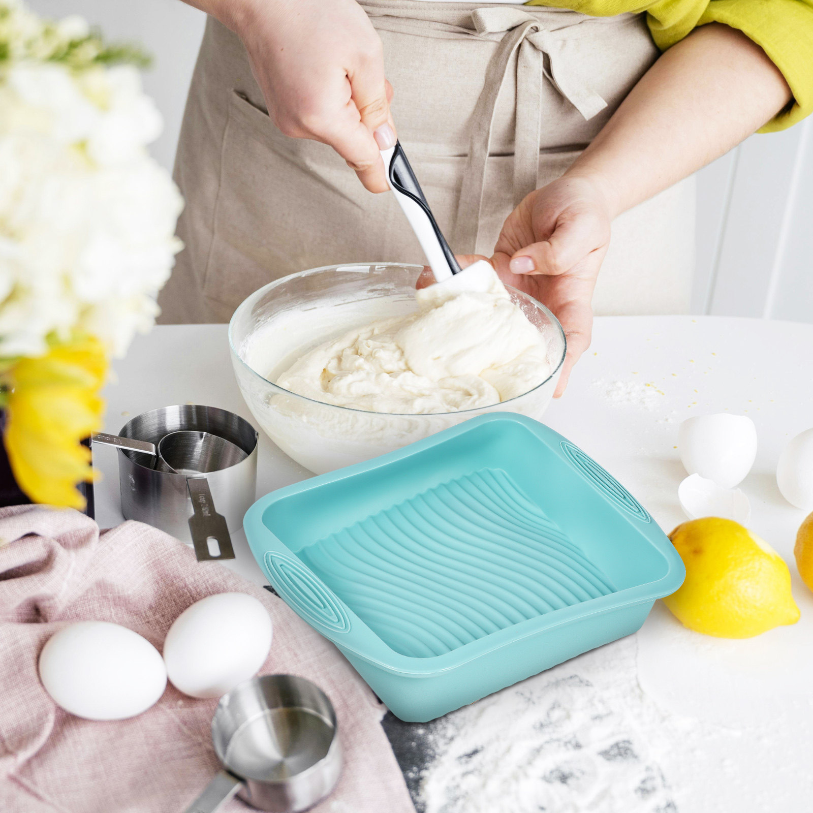 Square Silicone Cake Tin Bakin - đánh giá và giá Kitchen Baking Tins