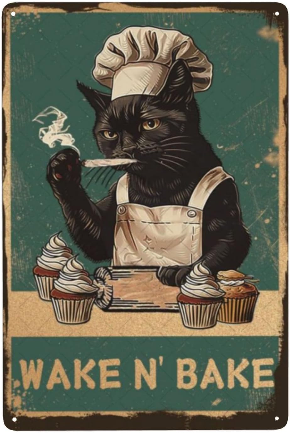 Wake N' Bake Metal Sign Black  - đánh giá và giá Kitchen Baking Wall Art